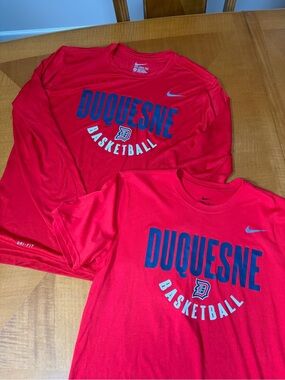 SET OF 2 Nike Duquesne Basketball Red Dri-FIT Tee
